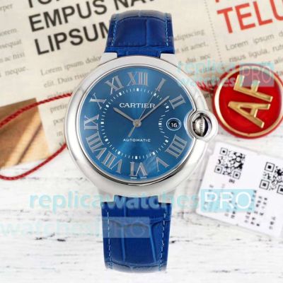 AFF Cartier Ballon Bleu Swiss 2824 movement blue dial men's replica watch 